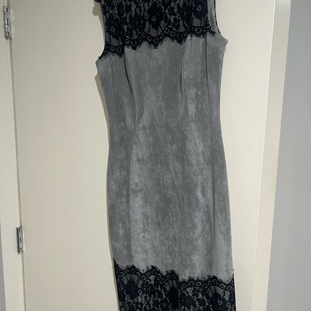Elegant Grey and Black Lace Dress